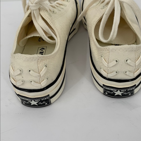 Converse Chuck Taylor low top canvas sneaker lace-up chevron ivory shoe new 10 - Picture 4 of 7